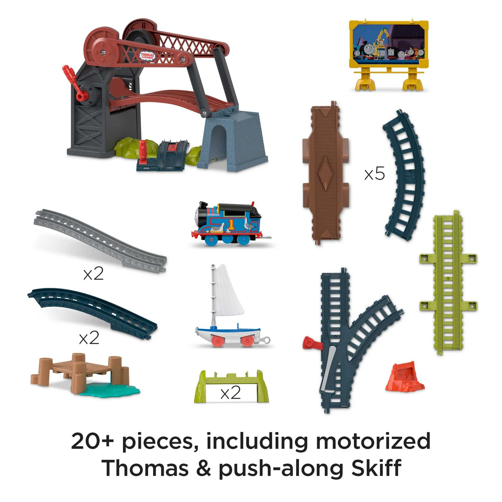 Toy Train Set with Motorized Engine