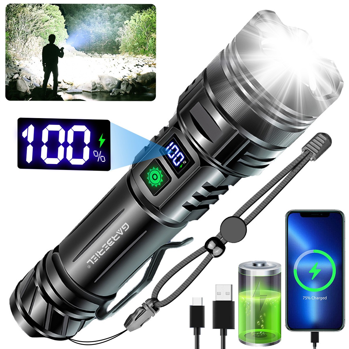 9900000lm LED Super Bright Tactical Flashlight Rechargeable LED Flash Light