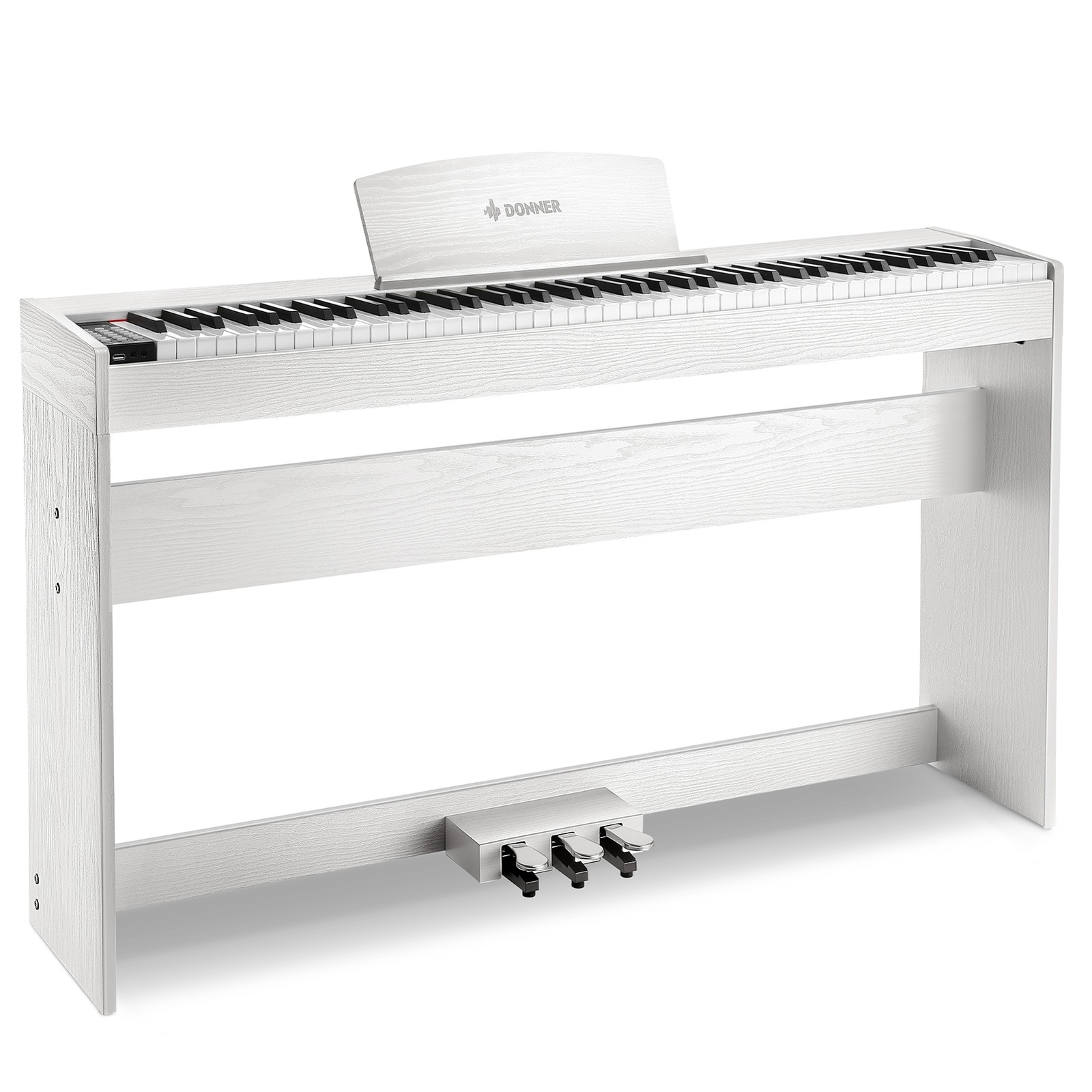 Donner DDP-50 Lite Wooden Digital Piano 88 Weight Keyboard + Stand Pedal White
