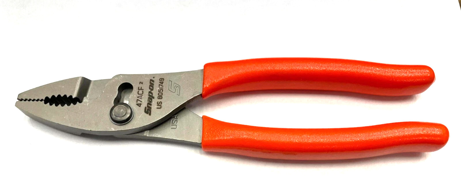 New Snap-on™ 7" long Orange Vinyl Grip Combination Slip Joint Pliers 47ACFO