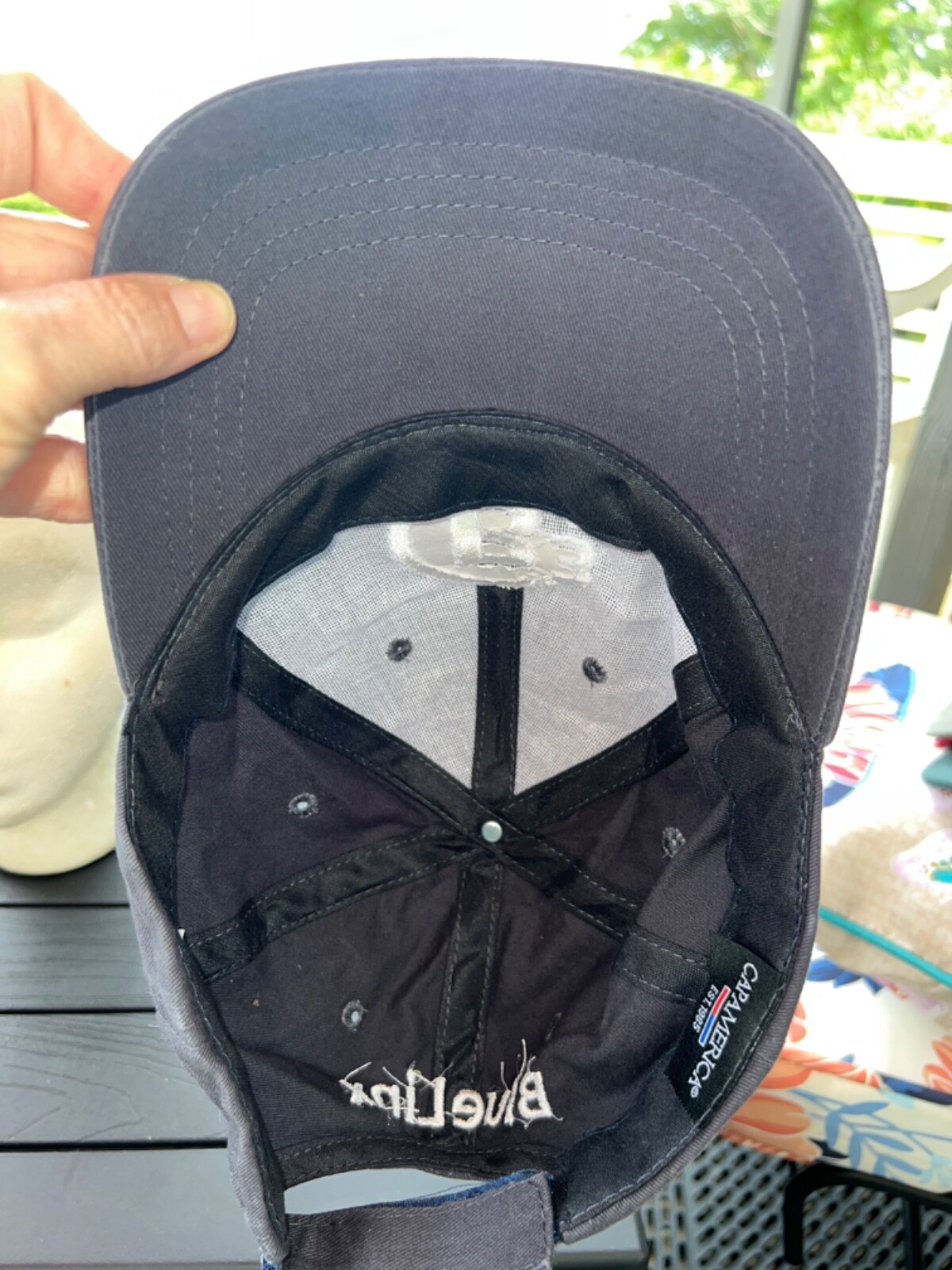 CB 3 Navy Blue Cotton CapAmerica Blue Linux on back Hat Cap Hook Loop VGC