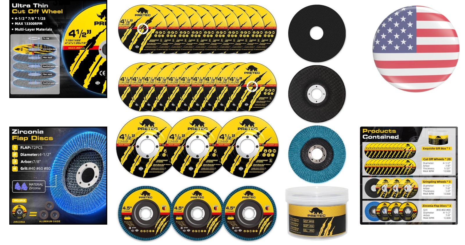 Multi-Functional 26 Pack 4.5" Angle Grinder Disc Set, Ideal for Metal & Wood