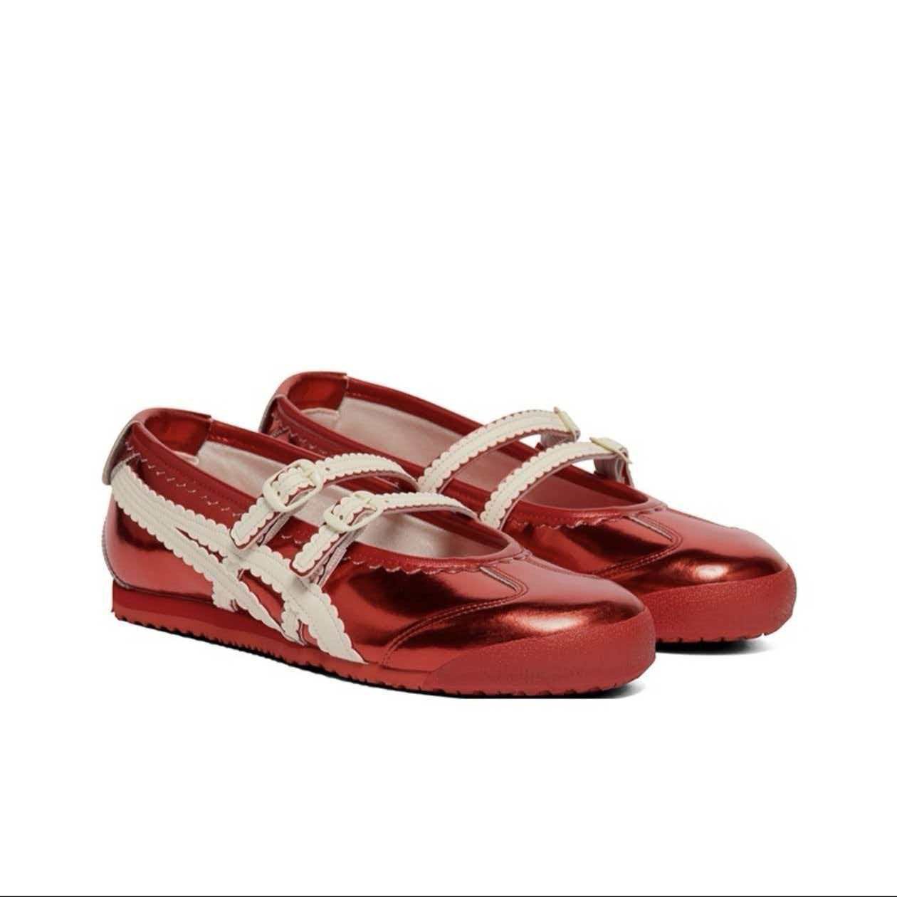 Patou x Onitsuka Tiger MEXICO 66 Casual Mary Jane Shoes Women Red/White