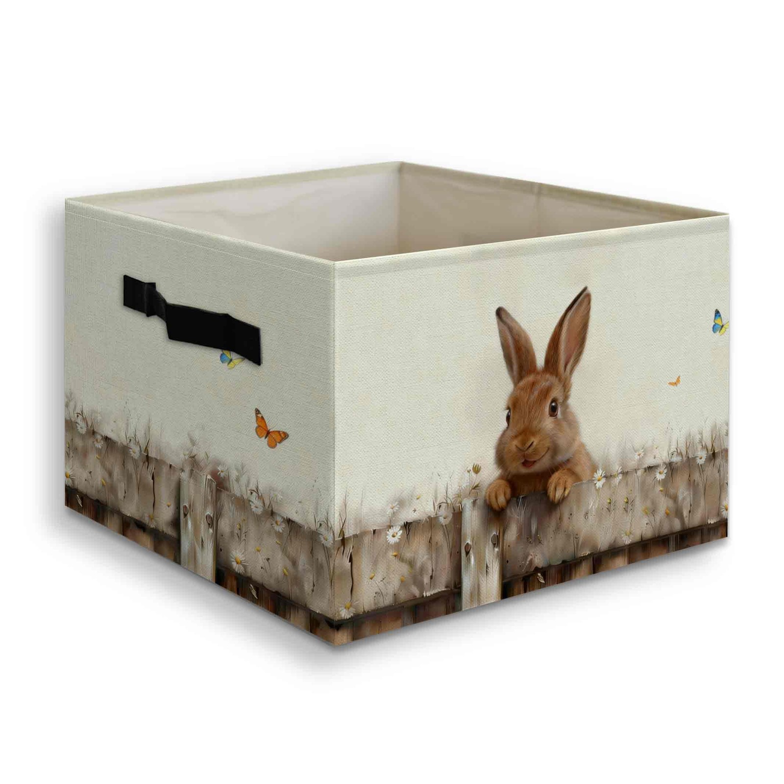 Rustic Rabbit Gifts Decor Foldable Storage Bins Box with Handles, Farmhouse C...