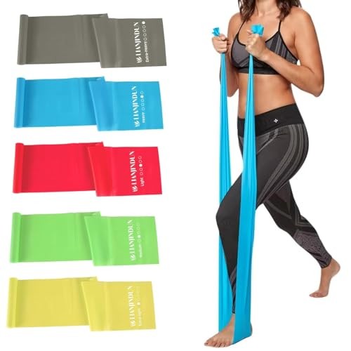 5 Pcs Professional Resistance Bands. Latex-Free, Pilates Band, 5 Colour Set