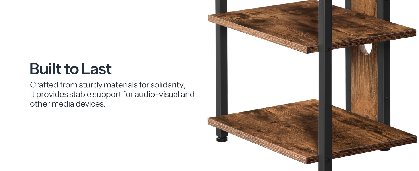 4-Tier AV Media Stand, Media Console with Charging Stat and LED