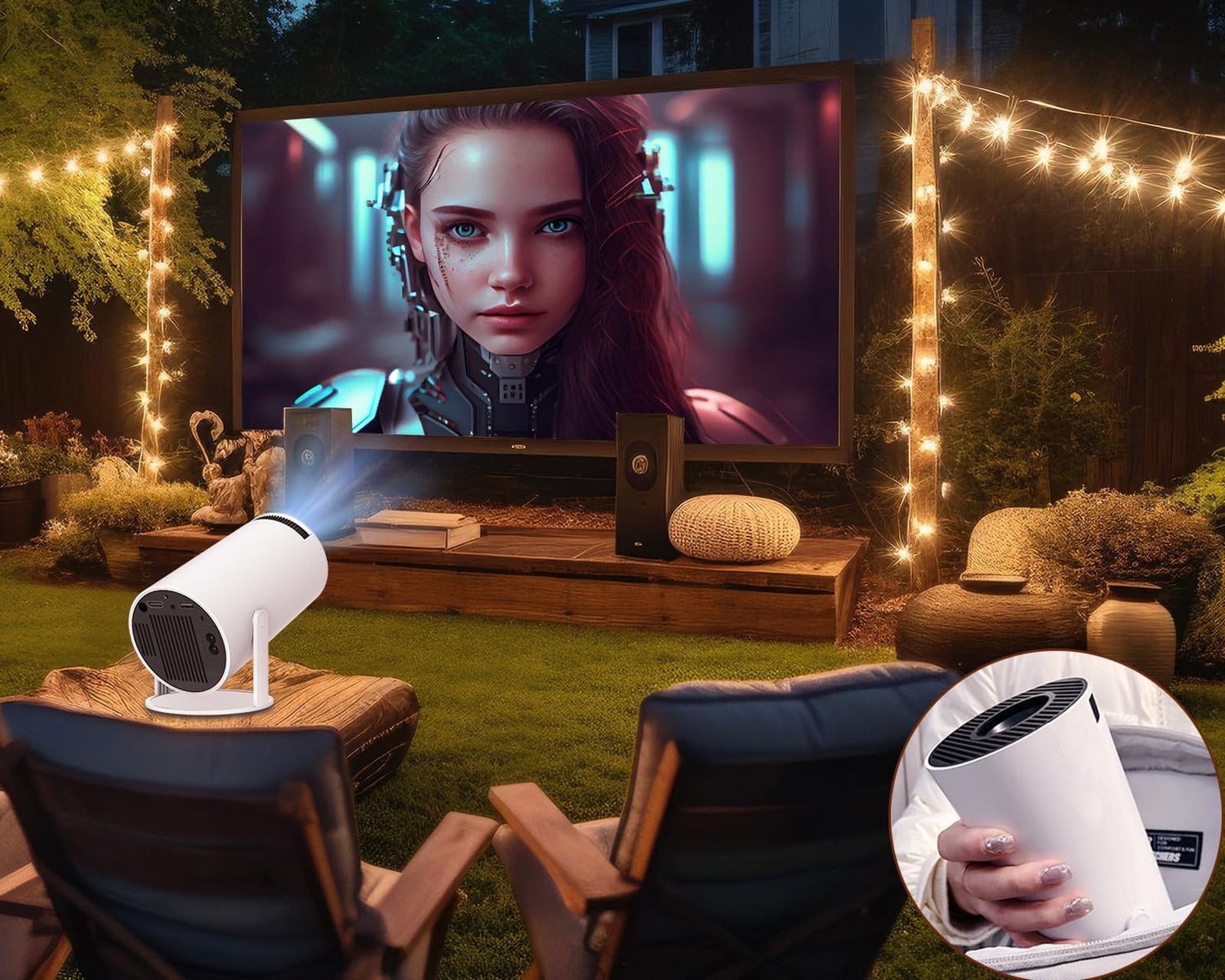 Portable Projector 4K 1080P Full HD Support, Mini Projector with Android 11, ...