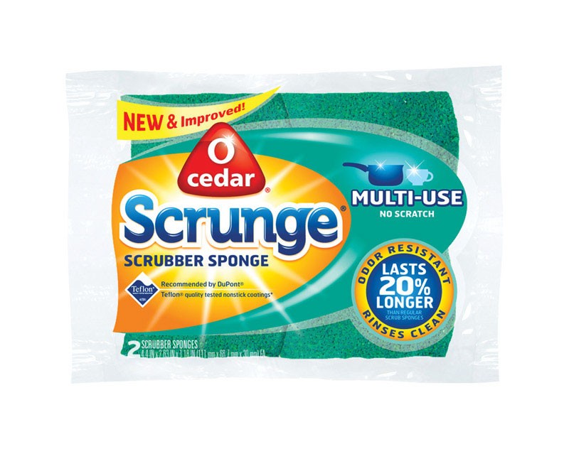 O-Cedar Scrunge Non-Scratch Scrubber Sponge For Multi-Purpose 4.25 in. L (2 pk)