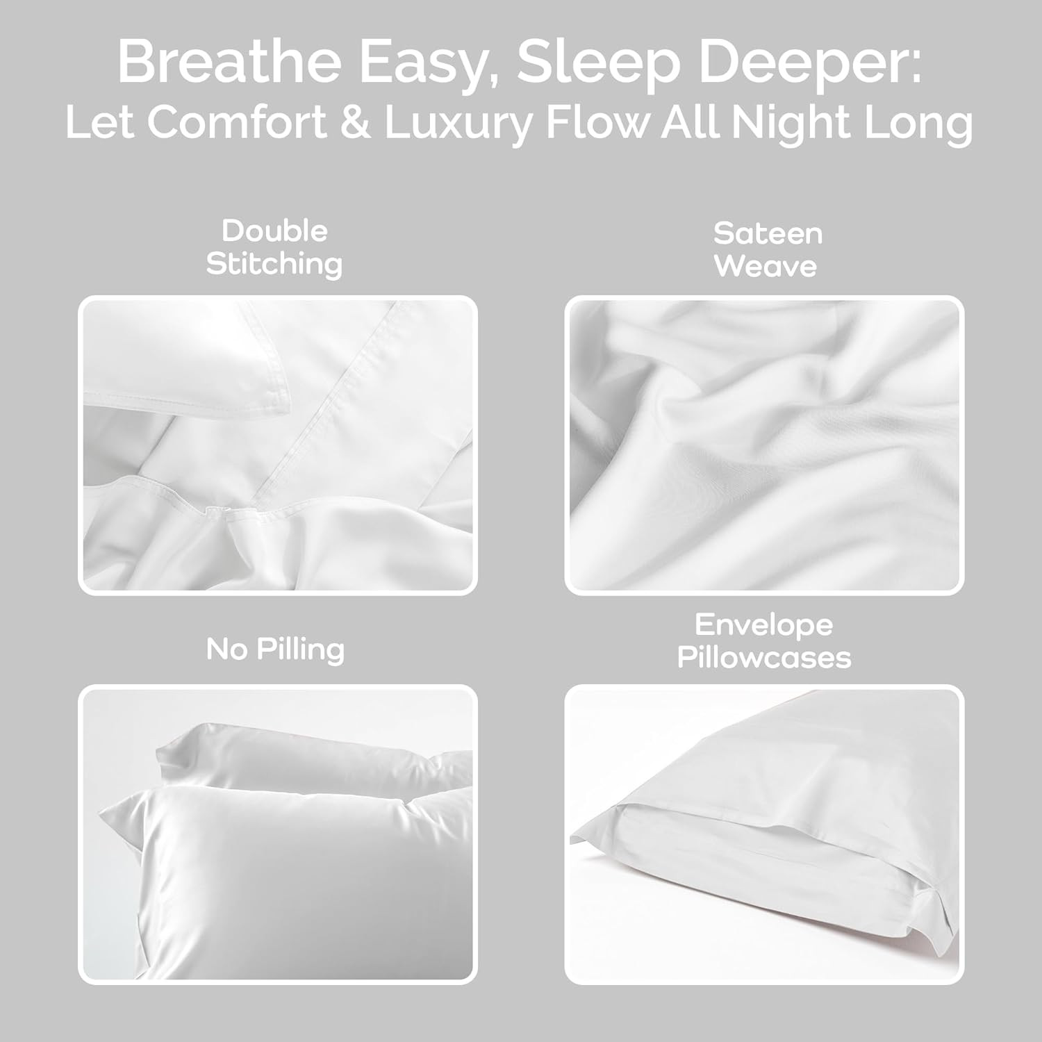 Cooling Bamboo Sheets Set with 2 Pillowcases - Soft & Hypoallergenic