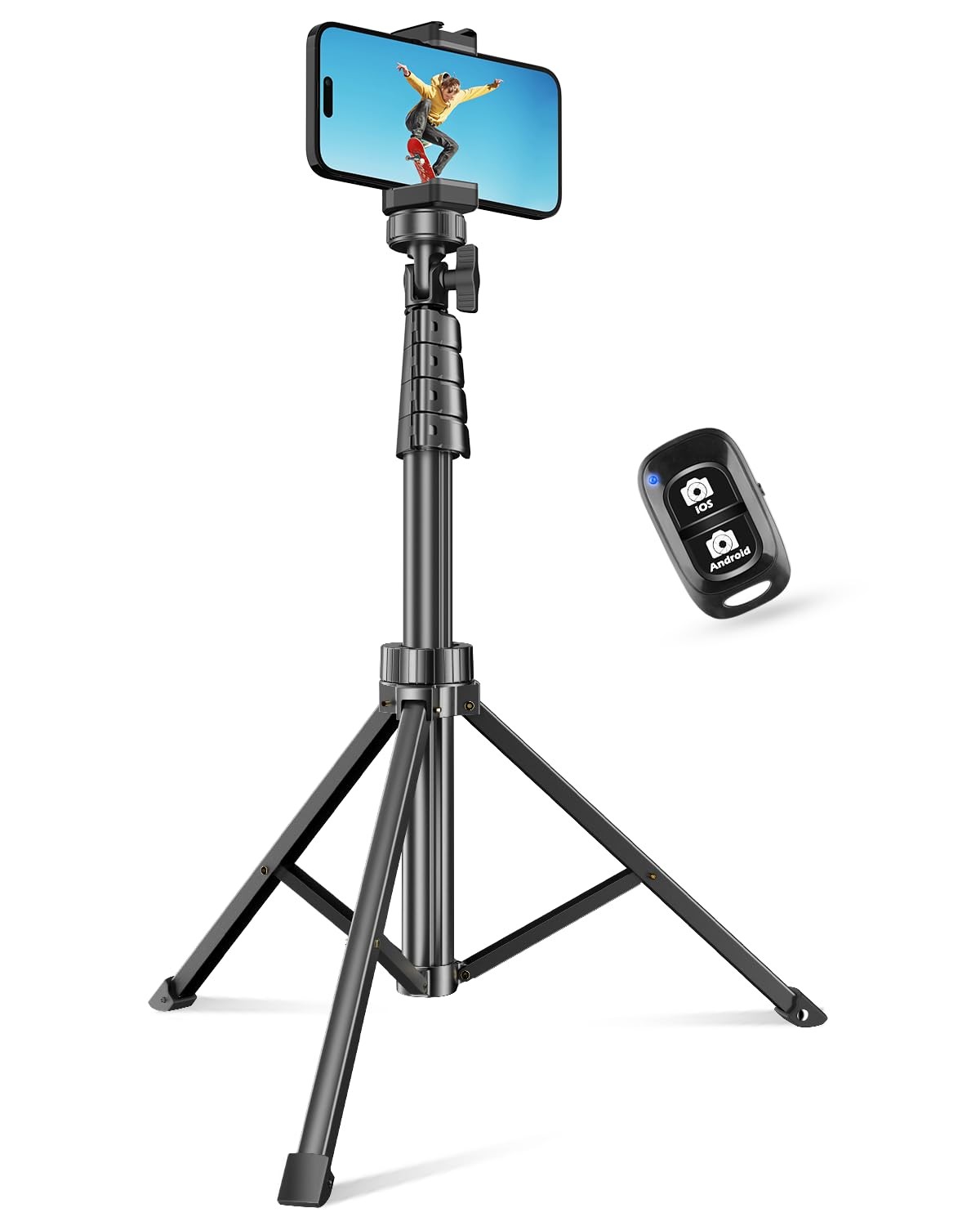 SENSYNE 62" Phone Tripod & Selfie Stick, Extendable Cell 62-inch, Black