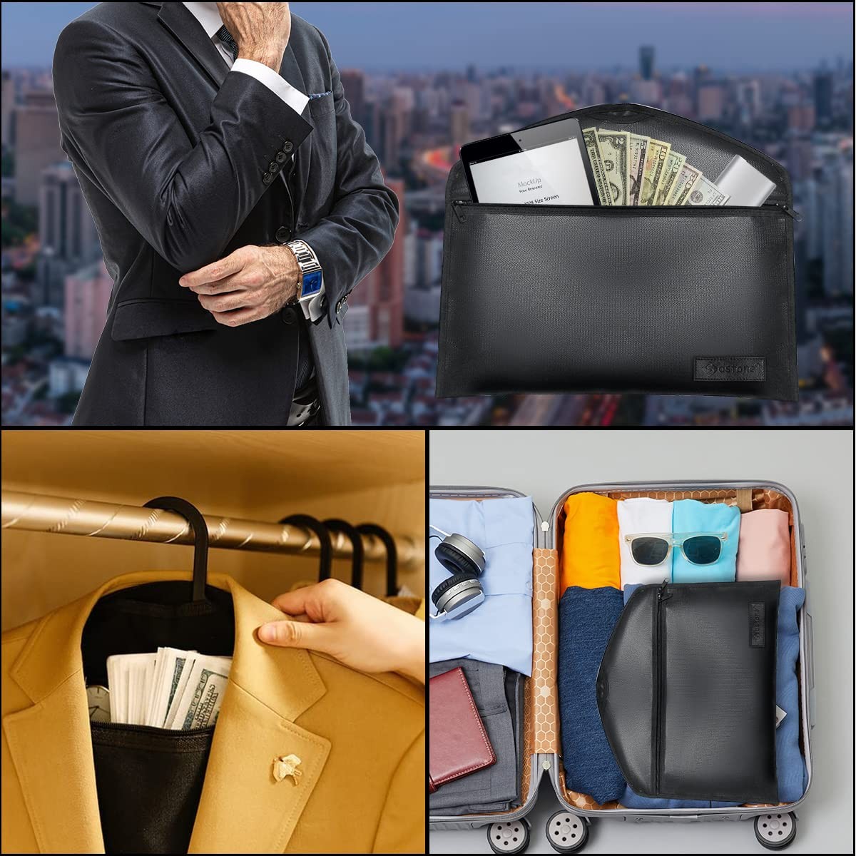 Hanger Diversion Fireproof & Waterproof Safe with Lock and Small Fireproof Bag