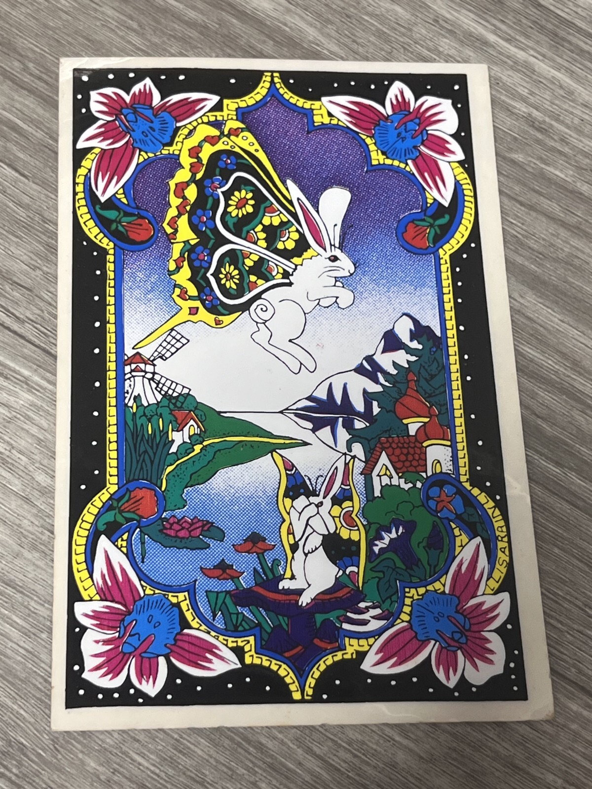 Vintage 80's Psychedelic Flying Bunny's Hippy Stickers Decals Grateful Dead Era