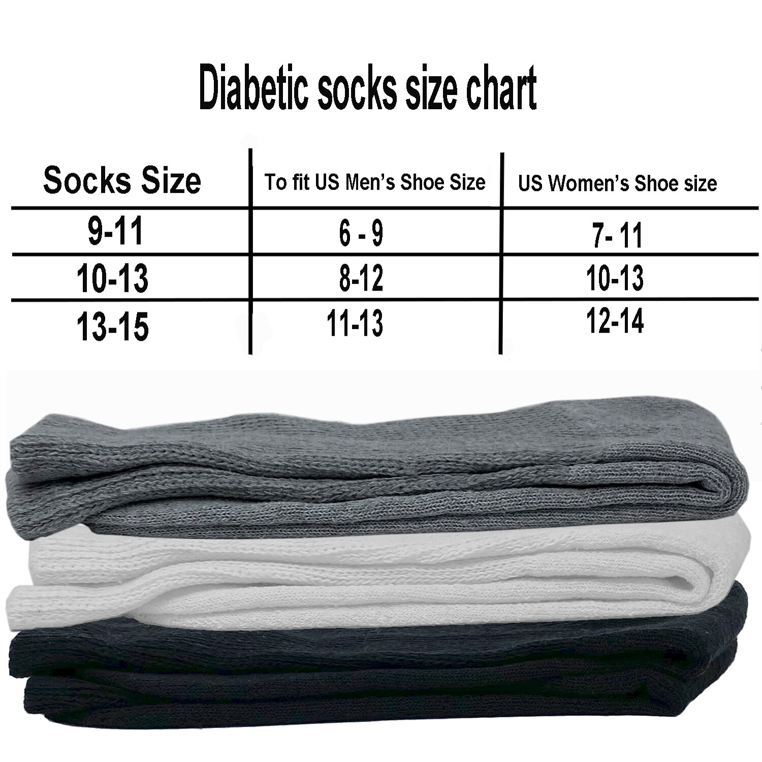 3-12 Pairs Men White Circulatory Diabetic Crew Mid Calf Socks Loose Fit Top 9-15