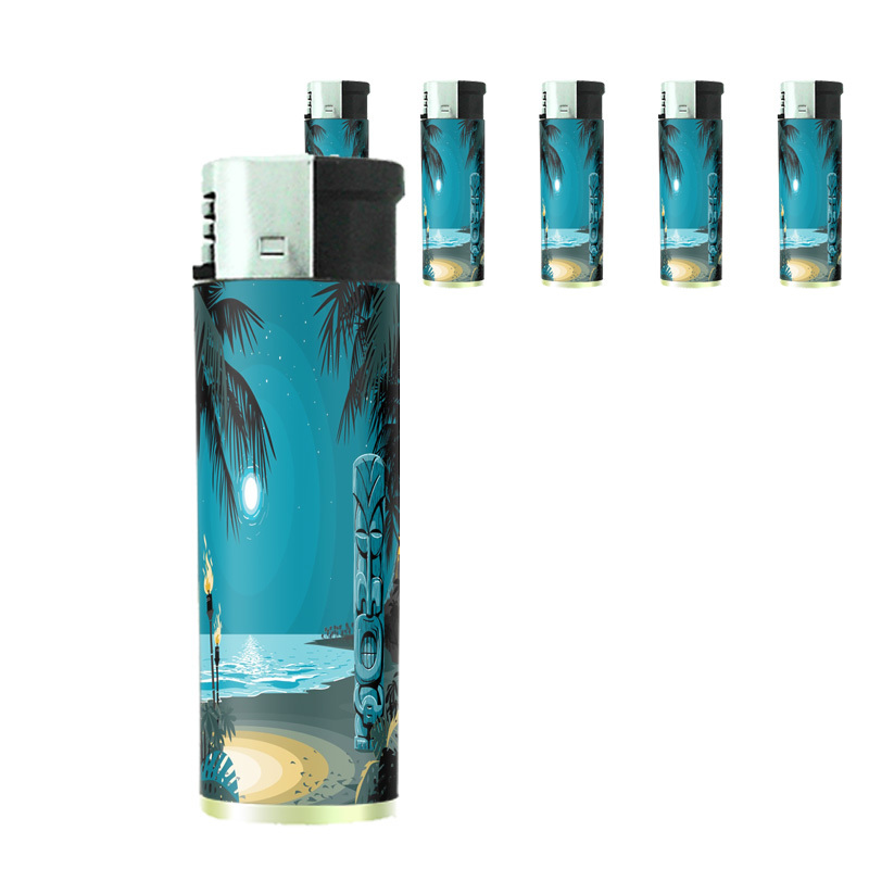 Tiki Statues D6 Lighters Set of 5 Electronic Butane Polynesian
