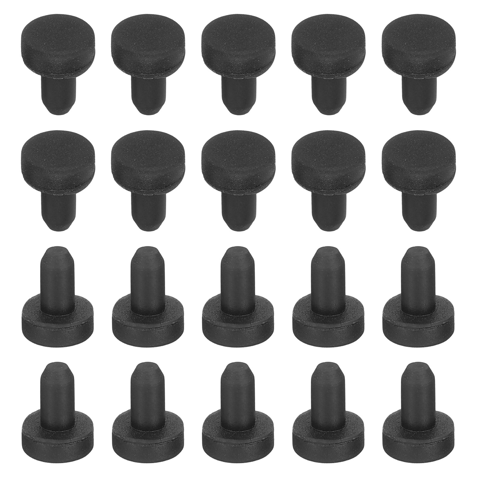 30-Pack Black Rubber Stopper Plugs, 2.7mm Plug Holes for 2-2.5mm/0.08-0.1" Hole