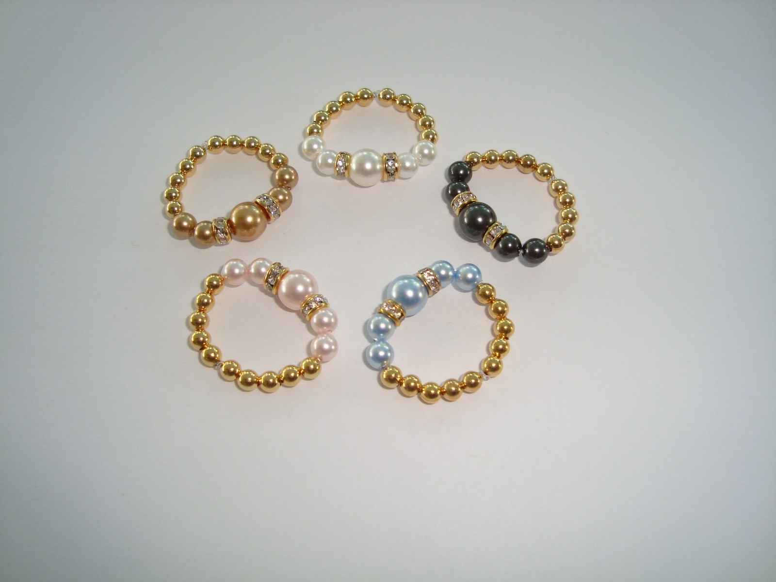 Handmade Swarovski Crystal Pearl & Gold bead Toe Ring White Pink Gold Blue Black