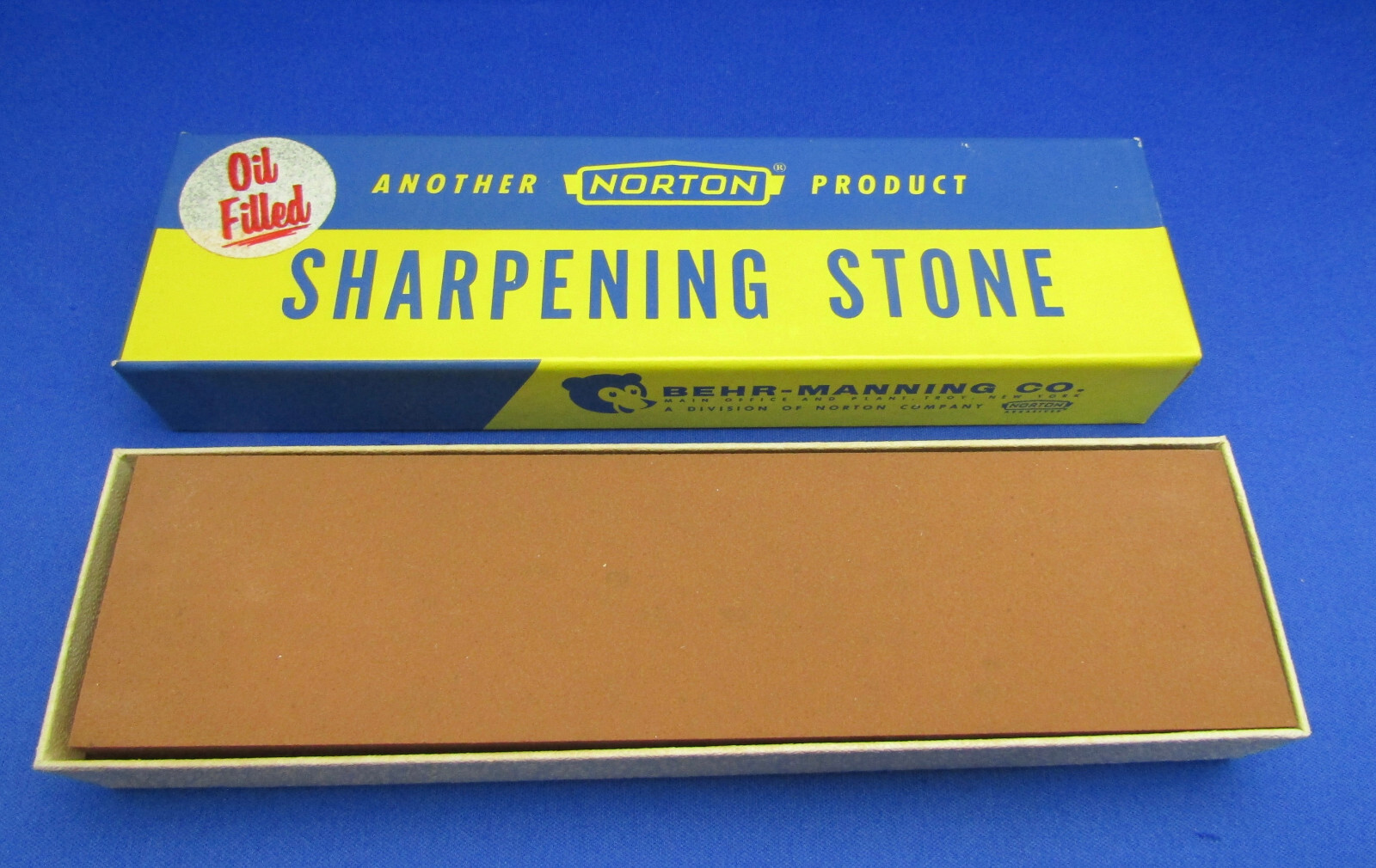 NORTON VTG MB8 INDIA Sharpening Stone 8X2X1 1950's Made In USA UNUSED COND.#5