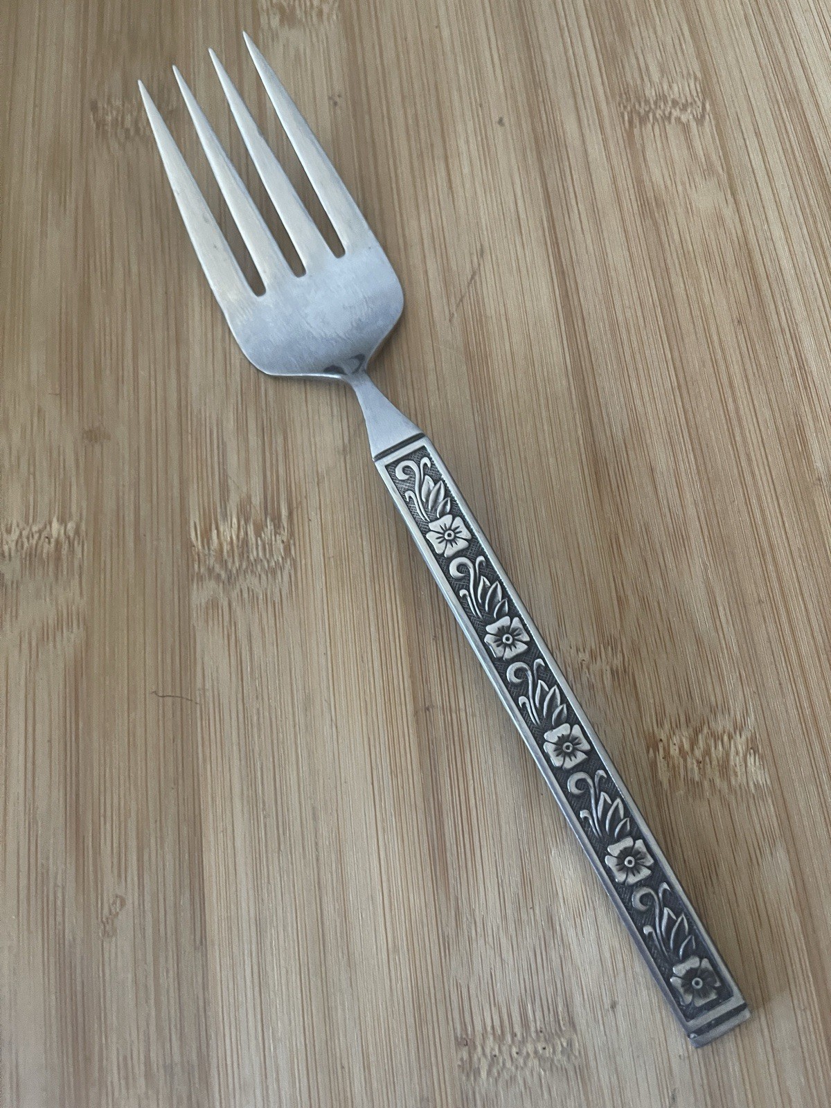 Gold Standard Stainless NIGHT BLOSSOM Black Floral Scroll MEAT SERVING FORK 8.5"
