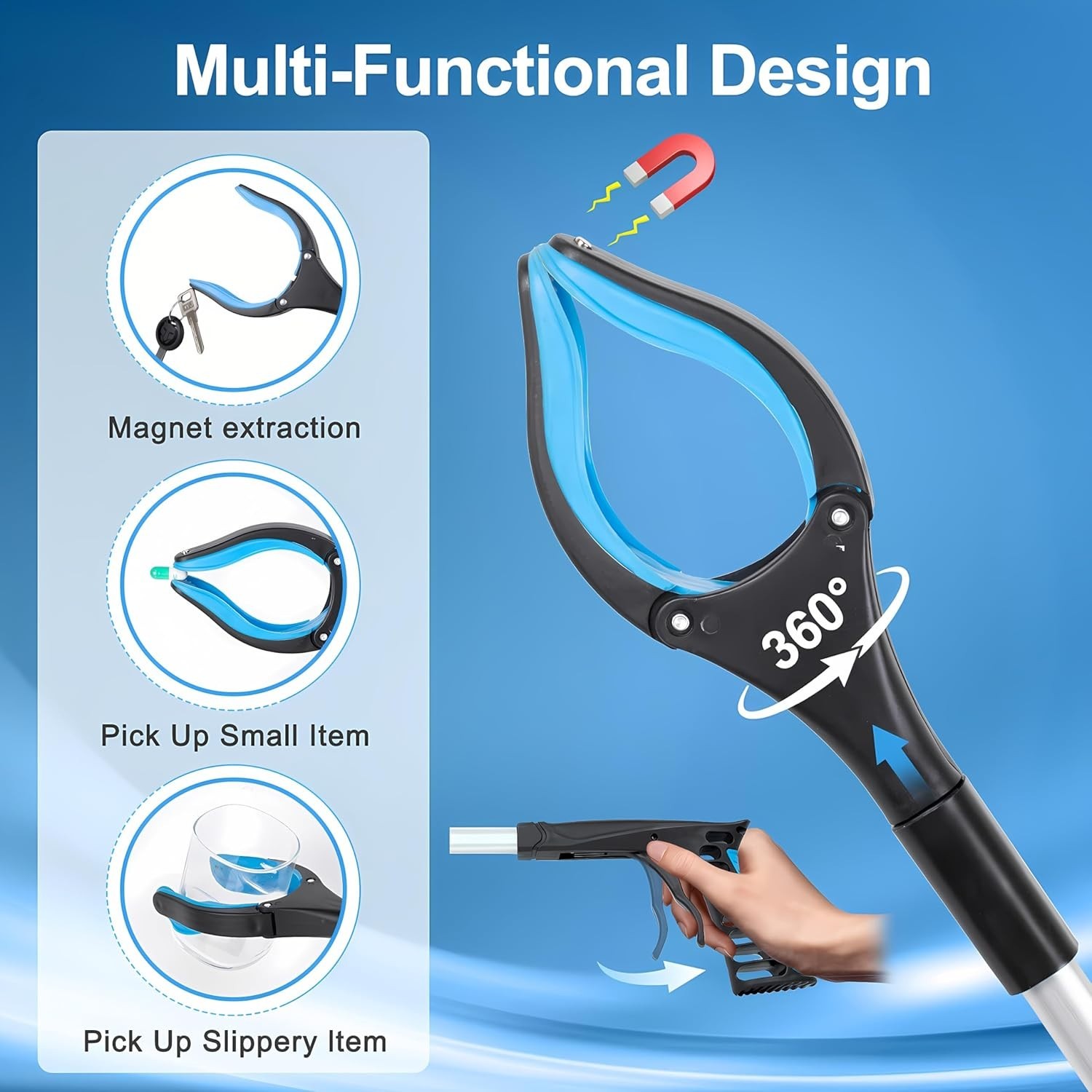 Grabber Reacher Tool - 32” Extra Long Foldable Gripper and Reaching Tool - Heavy
