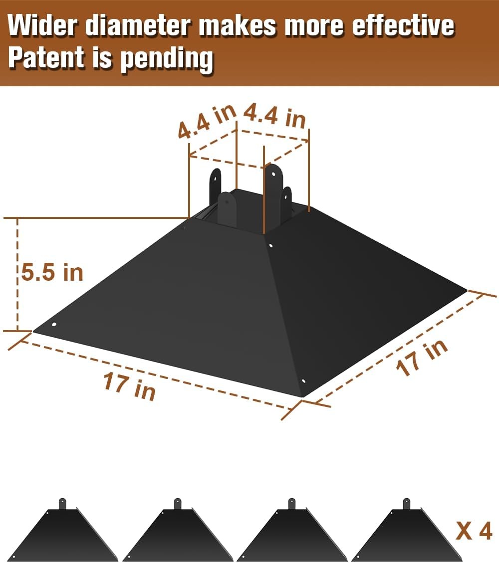 Queension Metal Squirrel Baffle for 4x4 Post, 17 Inch 1 pcs, Black