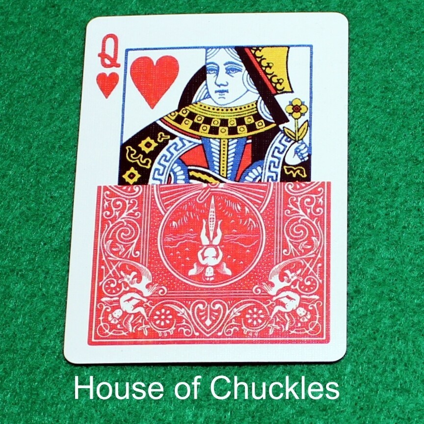 Queen of Hearts / Red, Half Horizontal, Bicycle Printed Gaff Card, Red