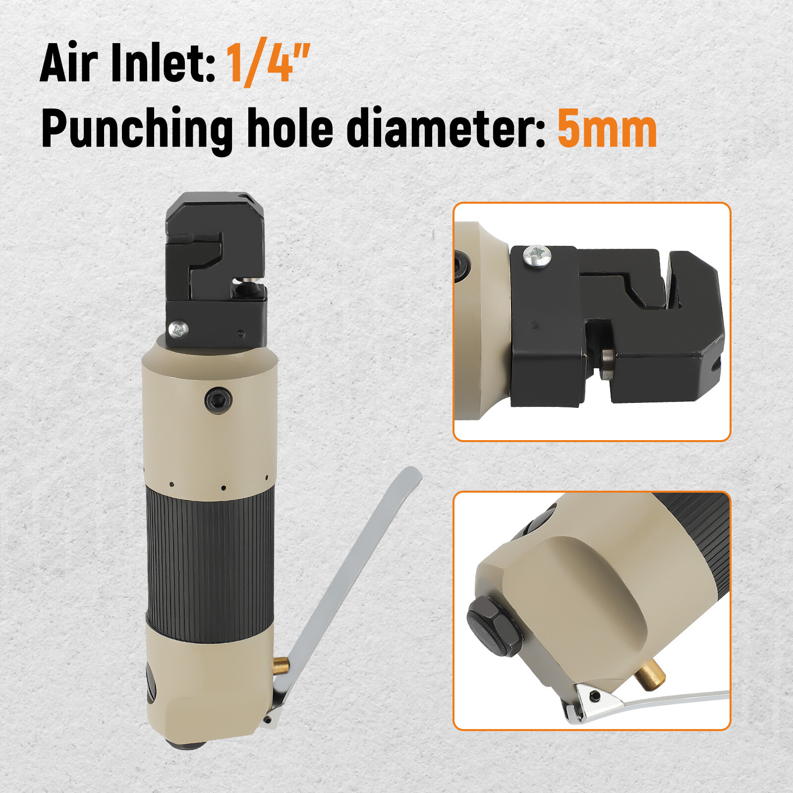 Air Pneumatic Punch Flange Tool 5mm Hole 90 PSI for Punching Folding Sheet 4 CFM
