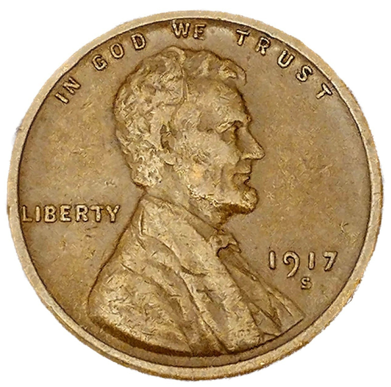1917 S Lincoln Wheat Cent FINE - VERY FINE Condition Circulated Copper 1c Penny