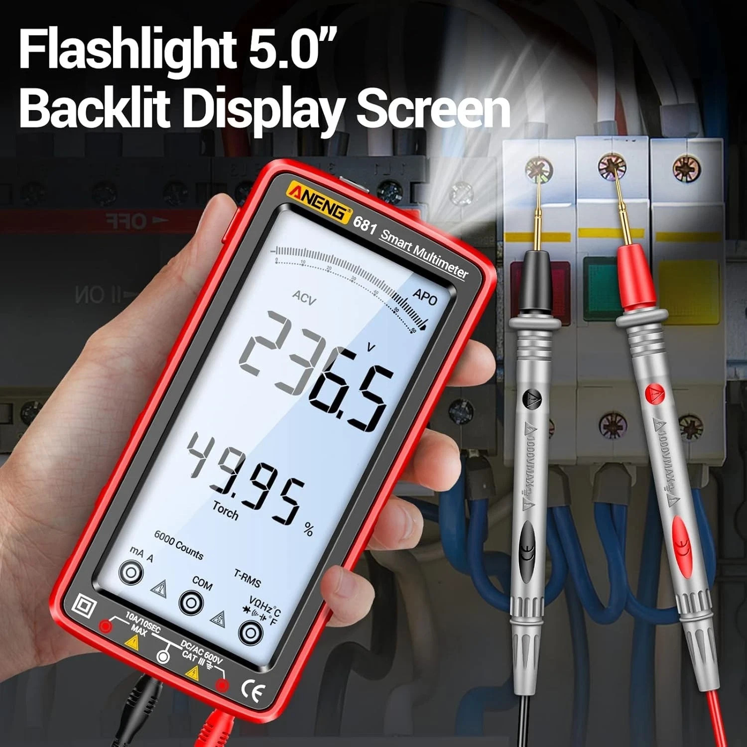Digital Multimeter Tester Auto-Ranging TRMS 6000 Counts Voltmeter Smart Rech...