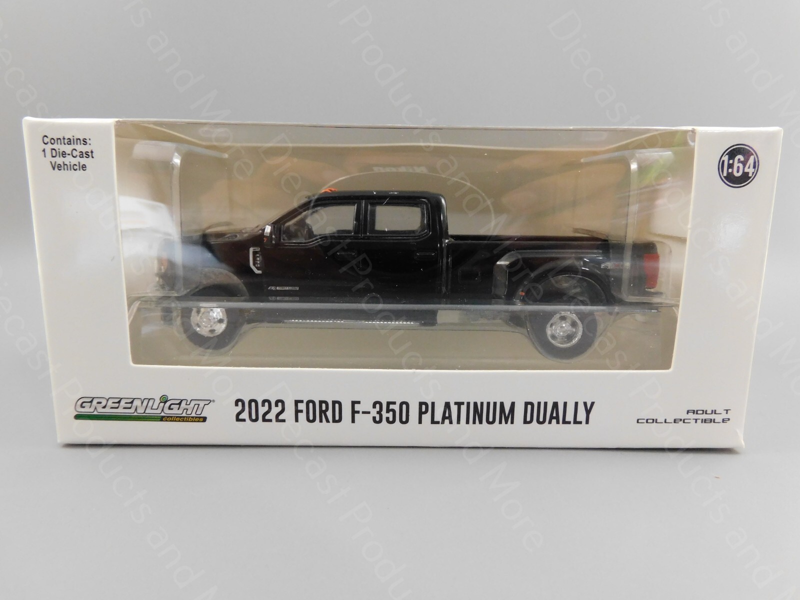 Greenlight Agate Black Metallic 2022 FORD F350 Platinum Dually Pickup Truck 1:64