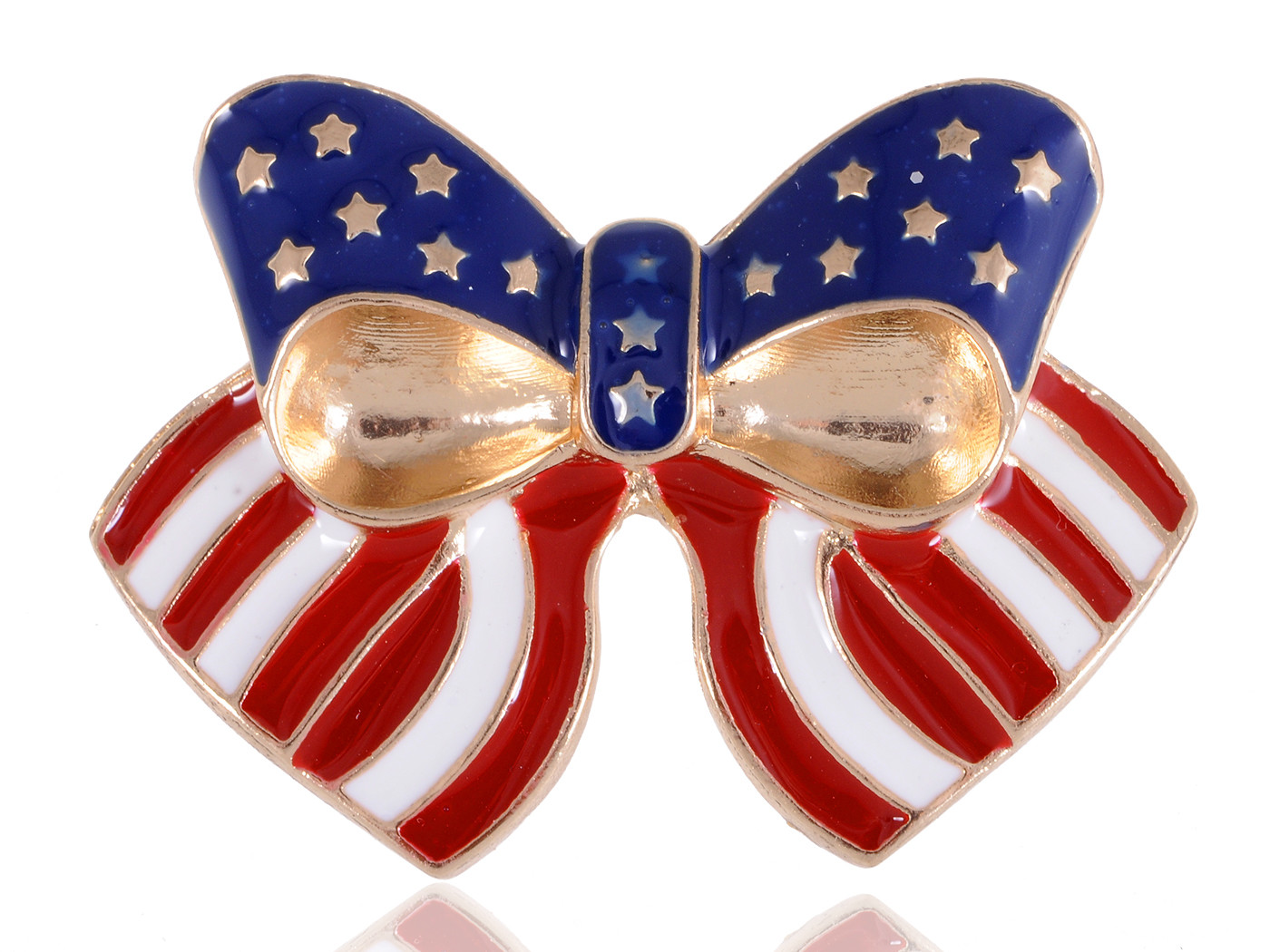 Crystal Rhinestone America USA Flag Fashion Costume Jewelry Pin Brooch Bow