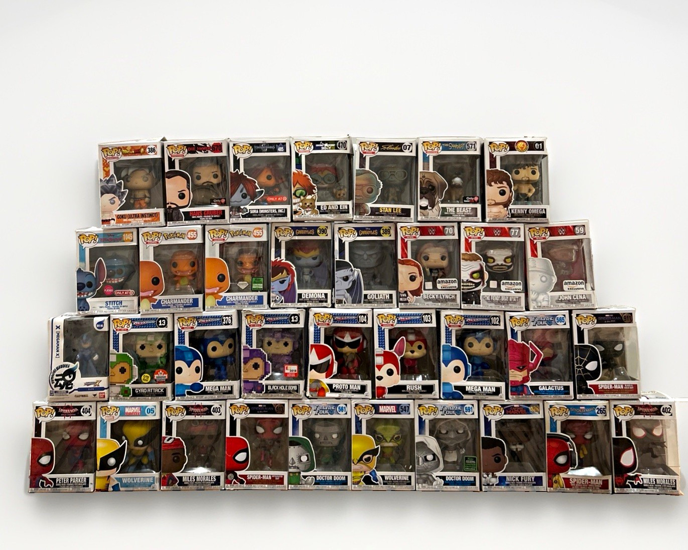 Funko Pop! Mixed Lot Vinyl Figures Stitch Charmander Stan Lee Spider-Man Exclus