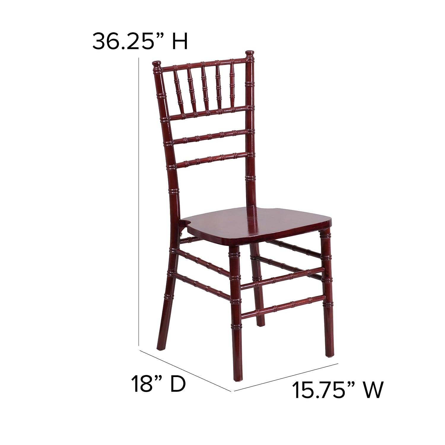 Bowery Hill 36.25''H Transitional Wood Chiavari Dining Chair in Mahogany