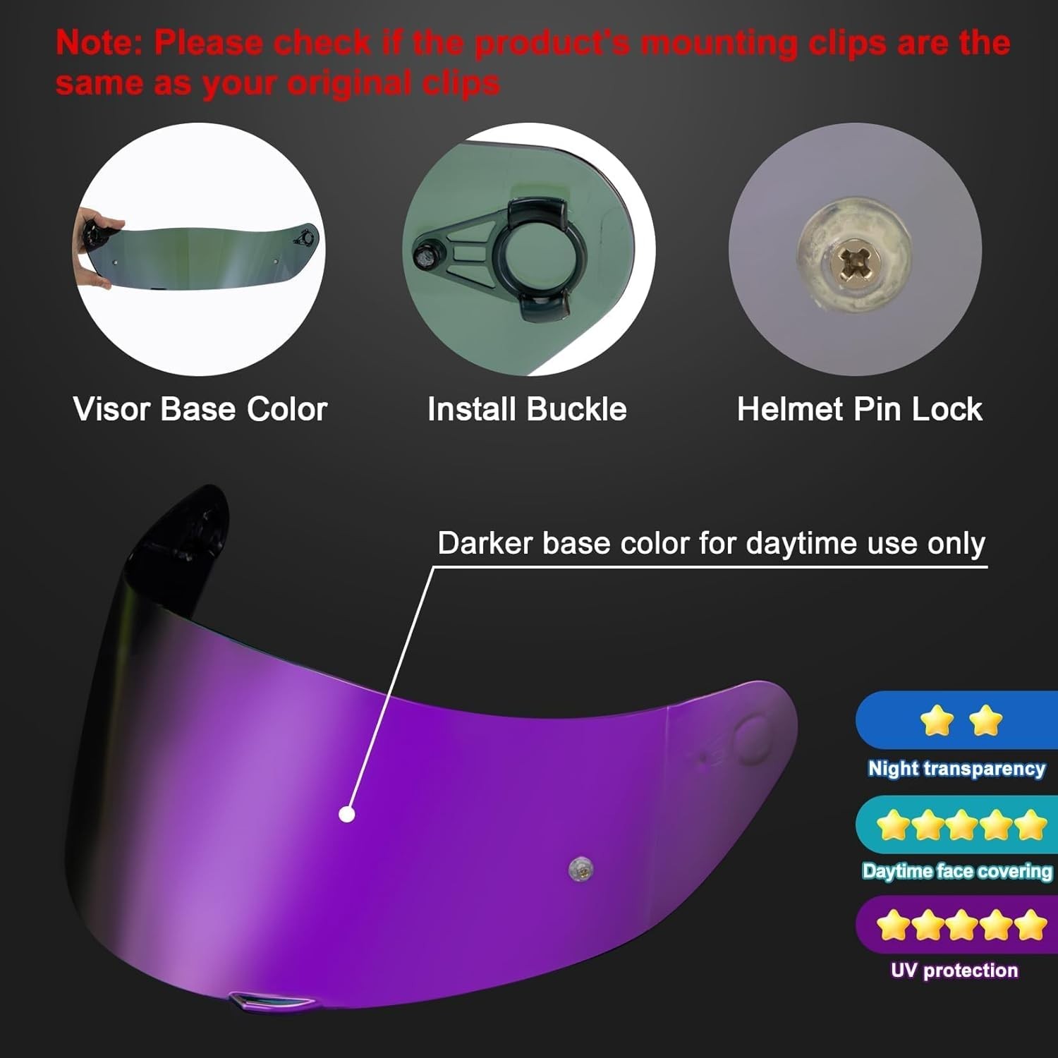 Helmet Tinted Visor Face Shield Replacement for k1 k1s k3sv k5, Deep Purple