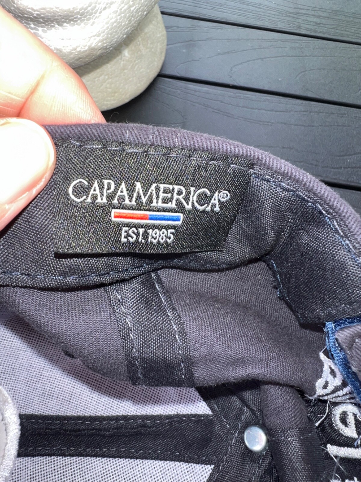 CB 3 Navy Blue Cotton CapAmerica Blue Linux on back Hat Cap Hook Loop VGC