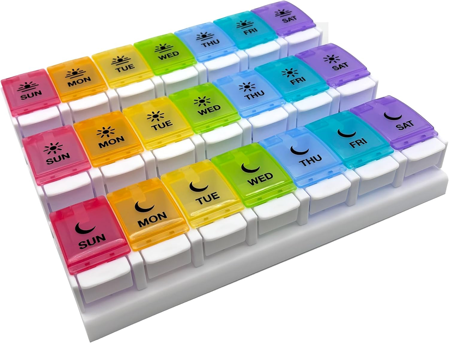 Weekly (7-Day) Pill Case, Daily Medicine Planner, Vitamin Organizer Container, L