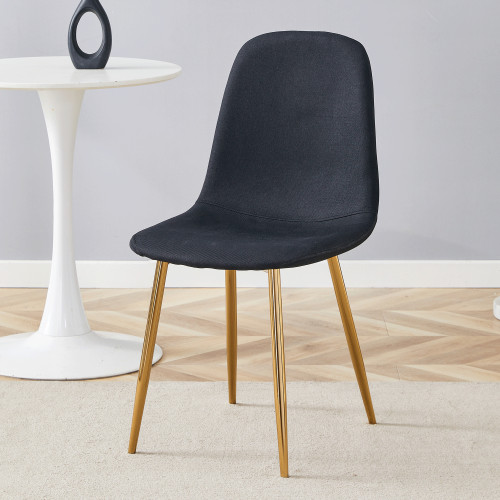 Luxury Simple Chair - Set Of 4 BLACK Linen-Cotton Material High Resilience