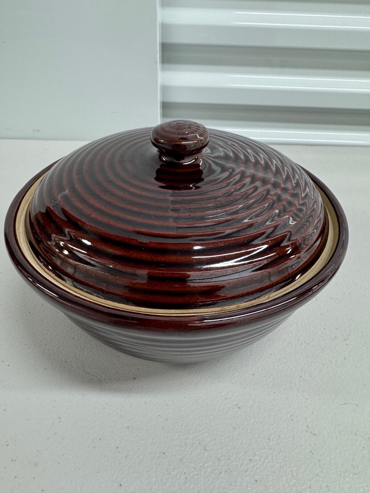 Vintage Monmouth Brown Covered Ovenware Round Baking Dish