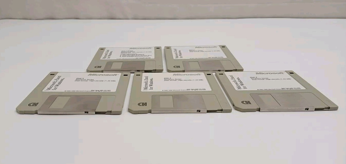 Microsoft Excel For Windows Version 4.0 1985-1992 Floppy Install - (5 Disks)