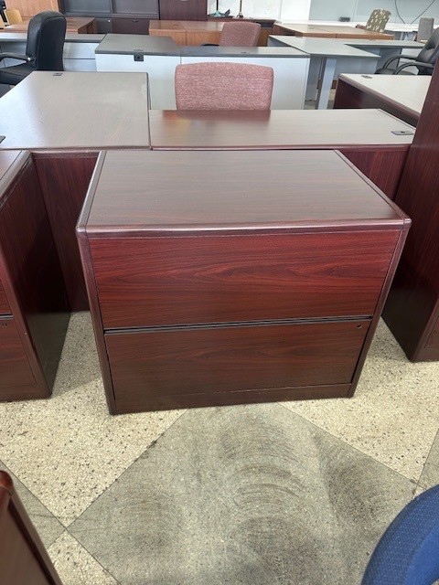 2 Dr Lateral File Cabinet in Mahogany Laminate Finish by HON / 36” x 24” D