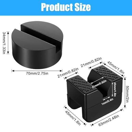 8 Pcs 2 Types Jack Stand Pads Adapter Universal Rubber Slotted Frame Rail