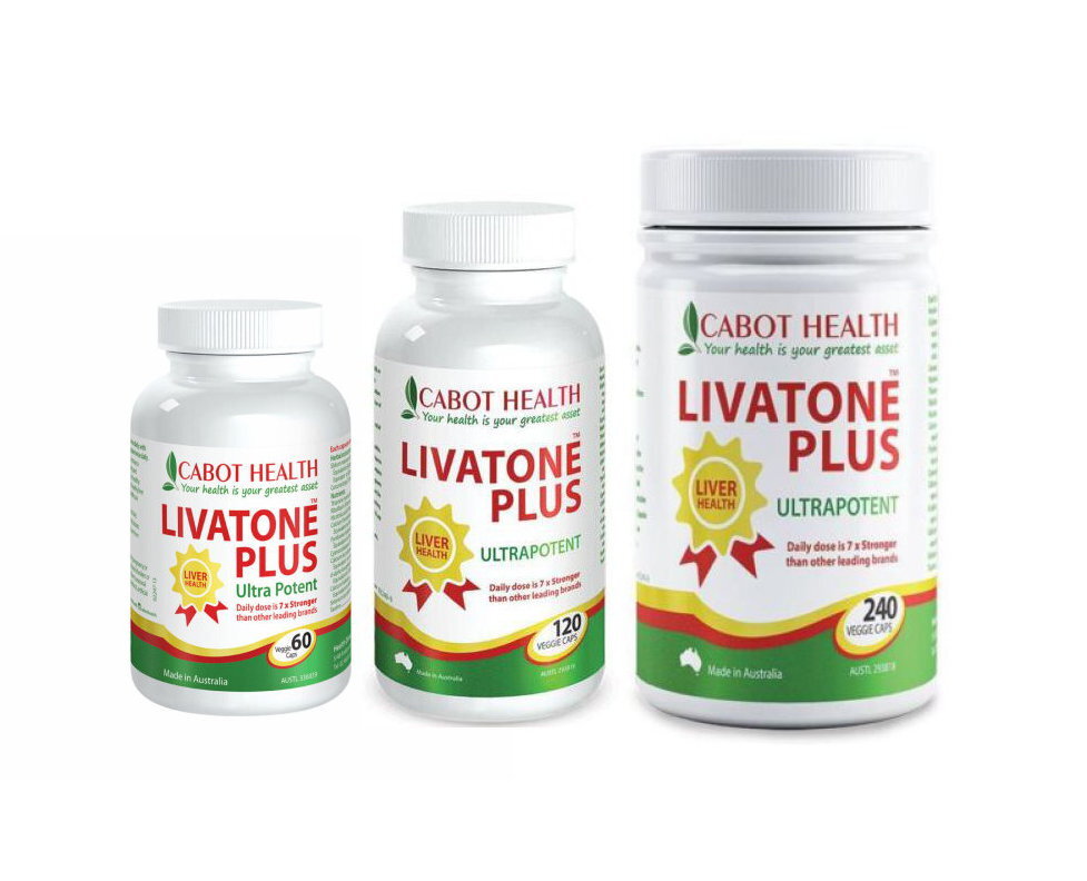 New Cabot Health Livatone Plus with Turmeric 60 120 240 caps Liva Tone Plus