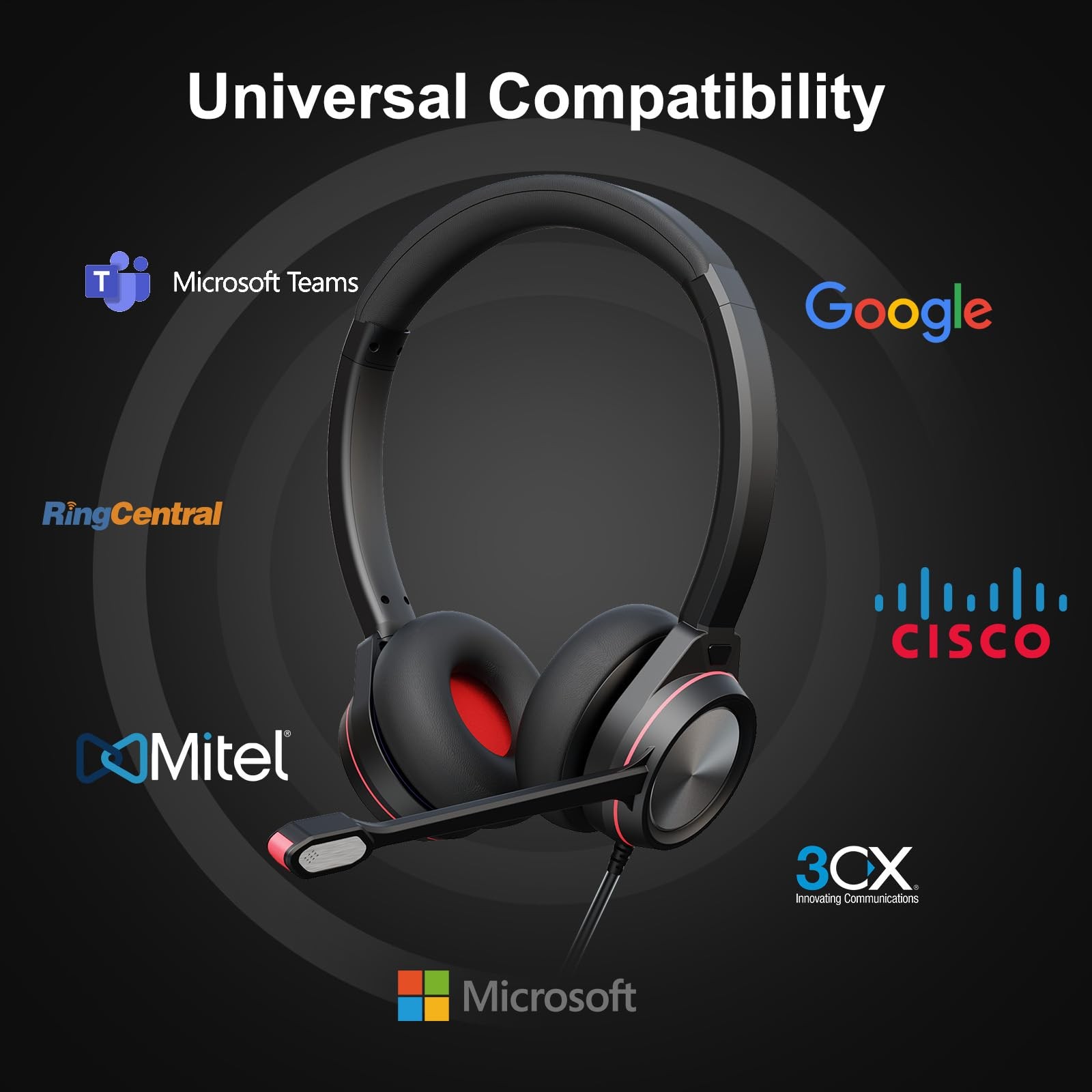 Auvonix USB Headset with Microphone for PC, 3.5mm & A/Type C Wired Duo