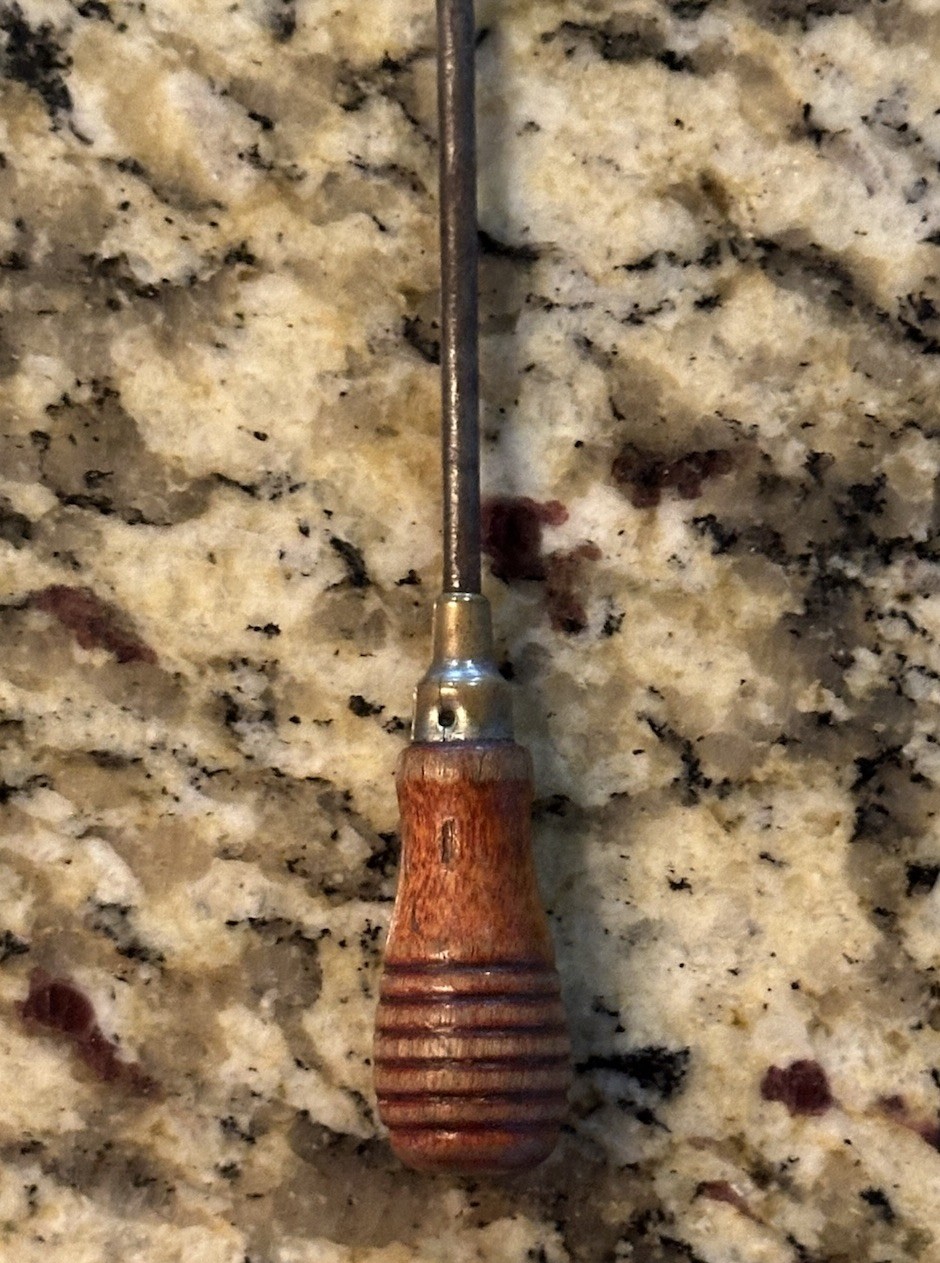 Small Old Screw Driver Wood Handle 4.75" Flat Head