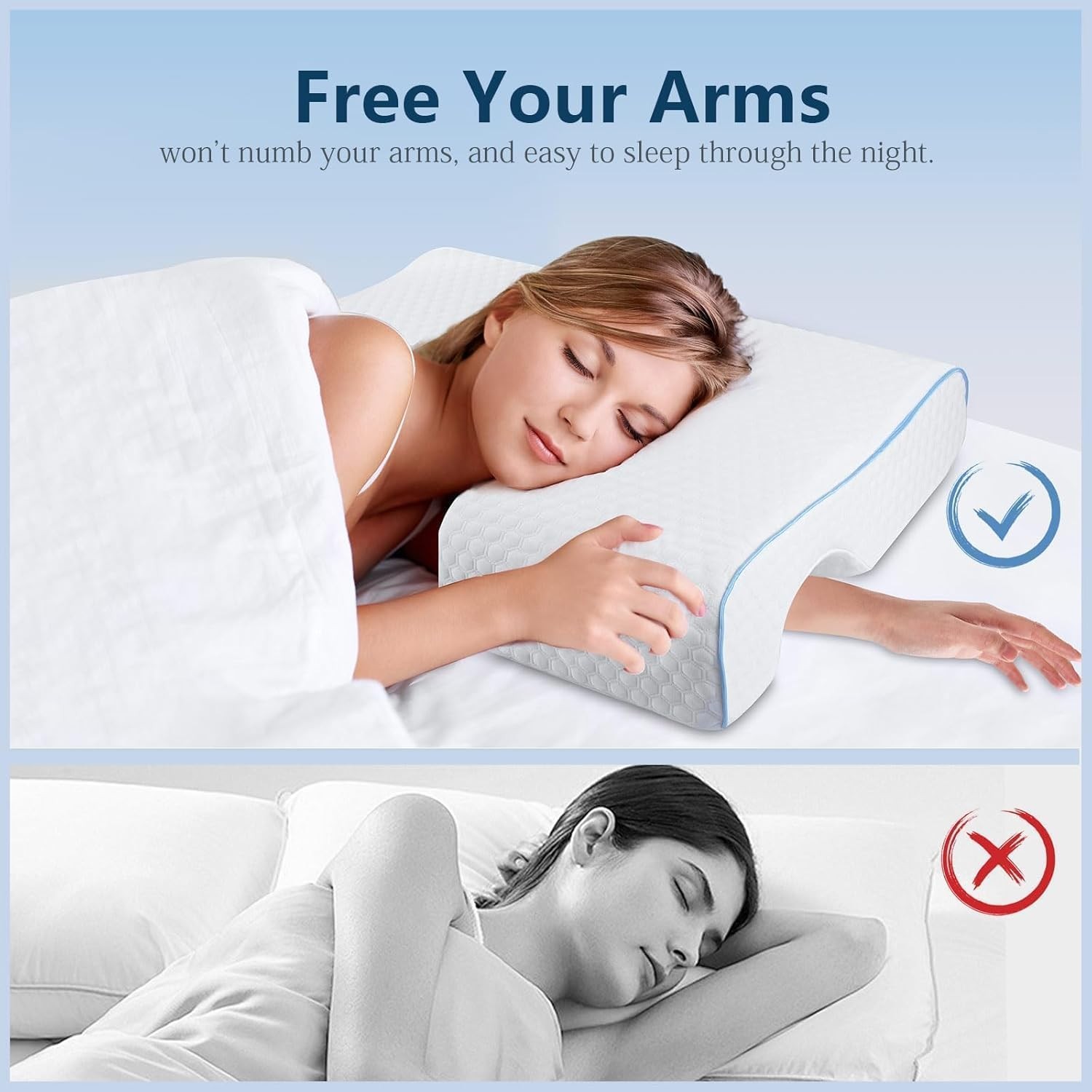 Arched Memory Foam Cuddle Pillow for Couples, Ergonomic Neck & Shoulder Support