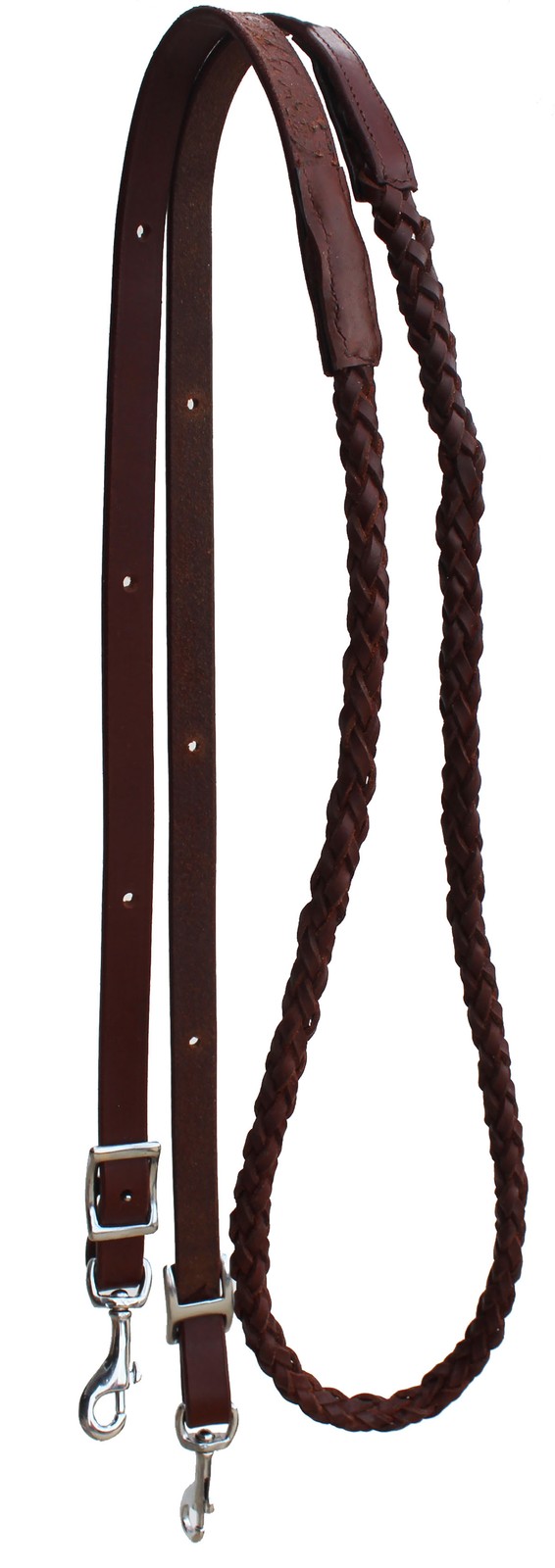 Horse Western Braided Brown Argentine Leather Knotted Grip Barrel Reins