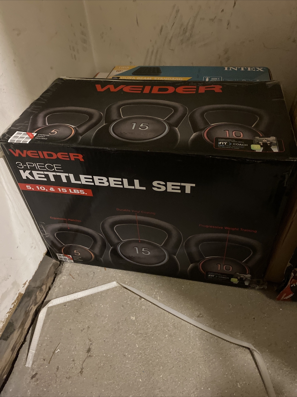 Weider 3 Piece Kettlebell Set - 5 lb 10 lb 15 lb | Total 30 lbs