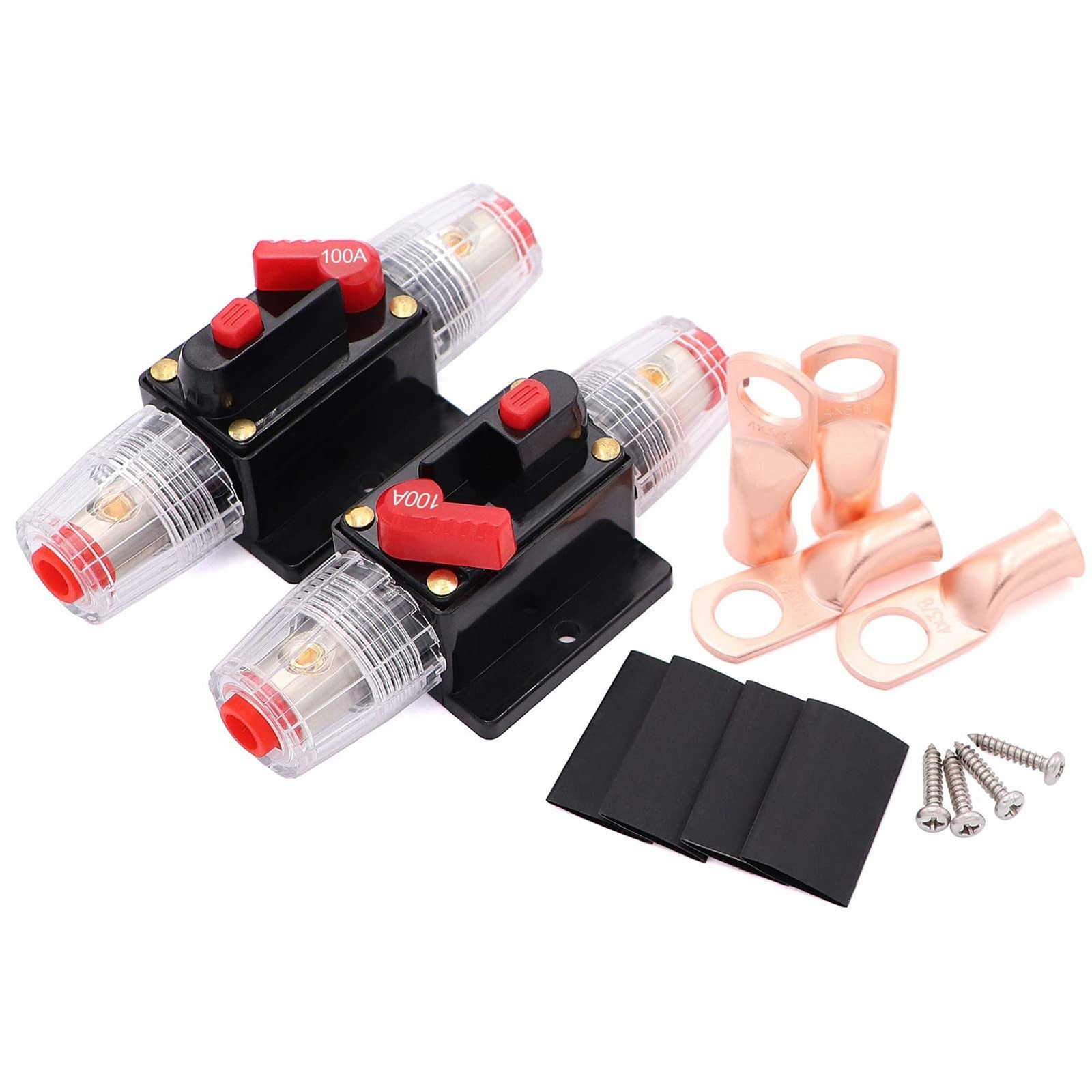 2 Pack 100amp 12 Volt Circuit Breaker with Manual Reset,Inline Fuse Holder 10...