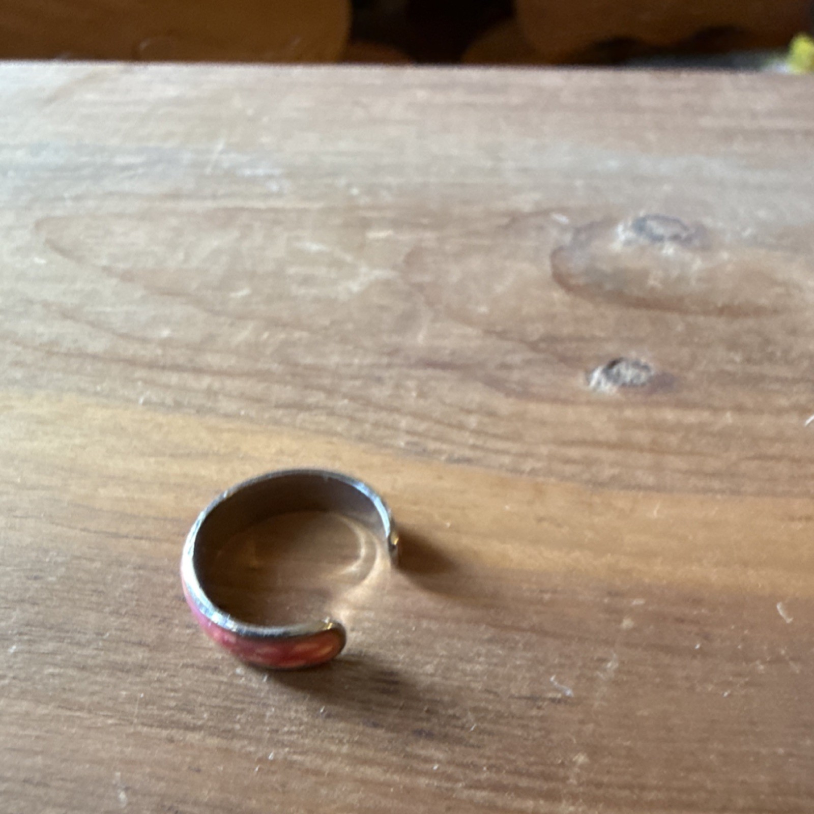 Adjustable Silver Red Band Toe Ring Metal Open Ended Style