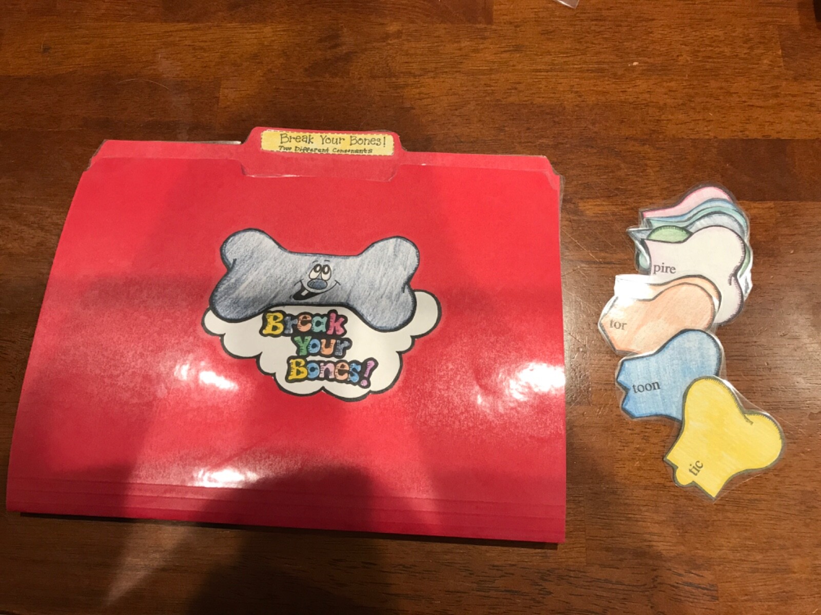 Break Your Bones! Syllables Grade 3-4 language arts file folder game teachers