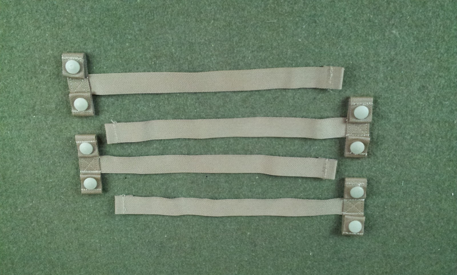 New MOLLE PALS Straps 1" Webbing 12" Long With Snaps Lot of 4